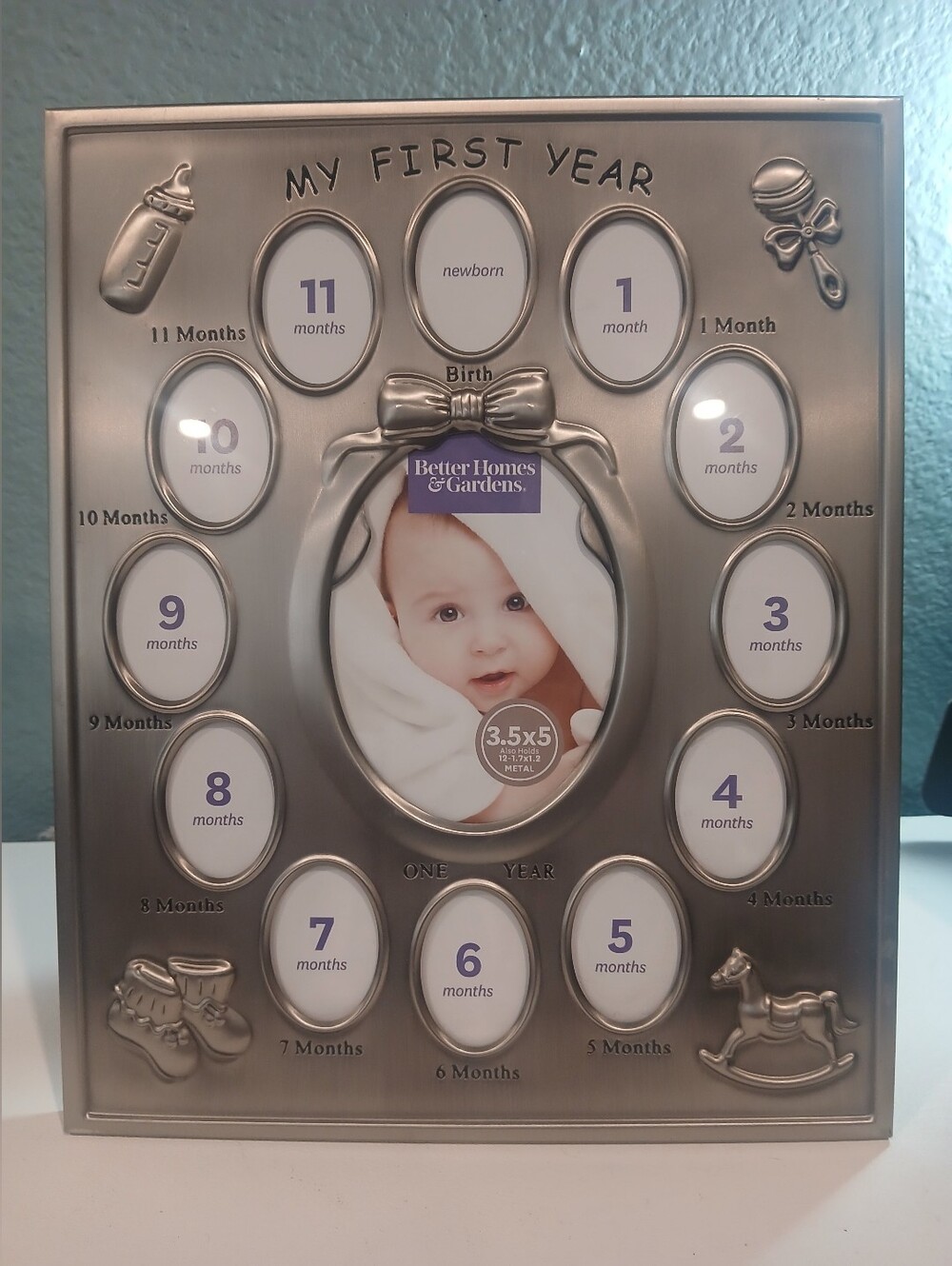 Better Homes & Gardens "My First Year" 12-Photo Baby Frame - Silver